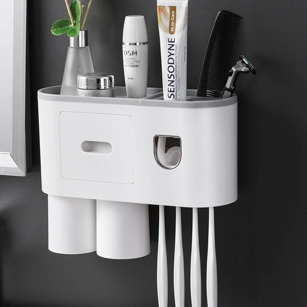 Modern White Wall-Mounted Bathroom Organizer